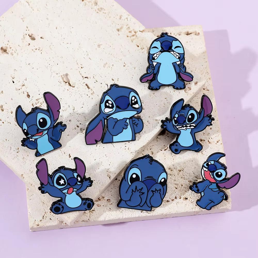 MINISO Creative Cartoon Characters Brooch Personalized Stitch Enamel Pin Backpack Clothing Jewelry Metal Badge Accessories Gift