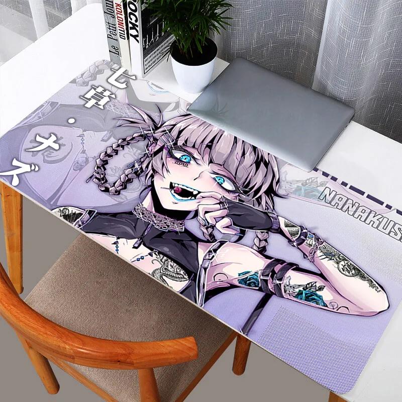 Gaming Mouse Pad Large Desk Mat Antislip Rubber Stitched Edges Tattooed Anime Girls Collage Art Print Extended Office Mat