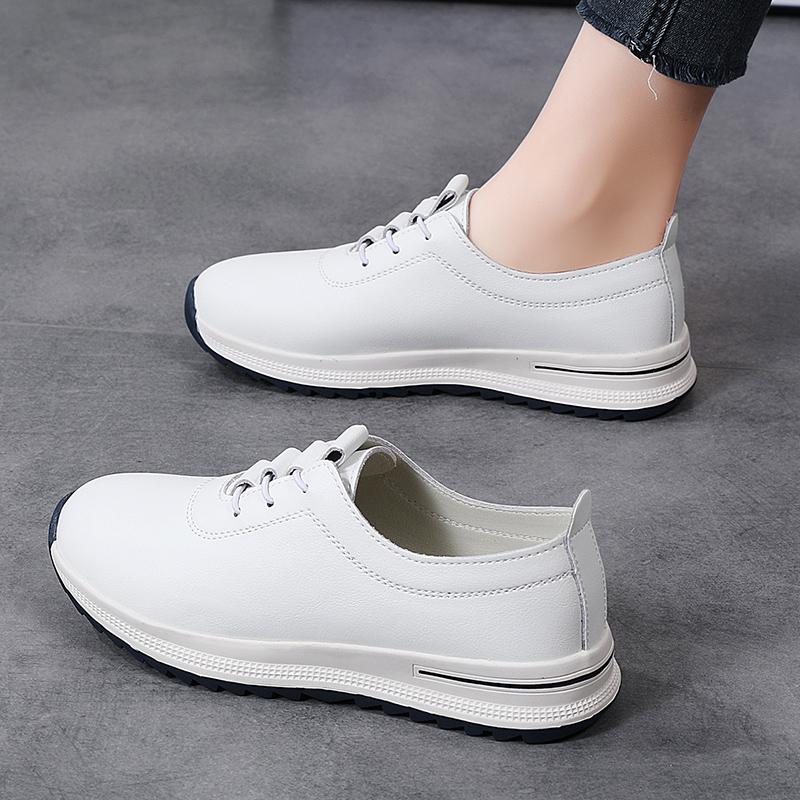 Women Platform Loafers Black Casual Leather Elevator Shoes Thick Sole Height Increase White Sneakers