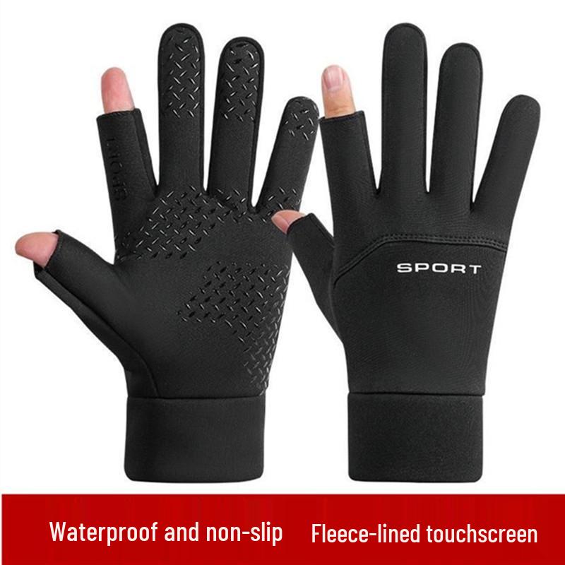 Unisex Fleece Lined Touch Screen Gloves - Waterproof, Windproof for Autumn & Winter Outdoor Cycling