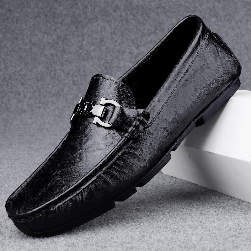 

Мужские деловые туфли из натуральной кожи 2025 года - Дышащие, на мягкой подошве, повседневные слипоны-биншузы 39