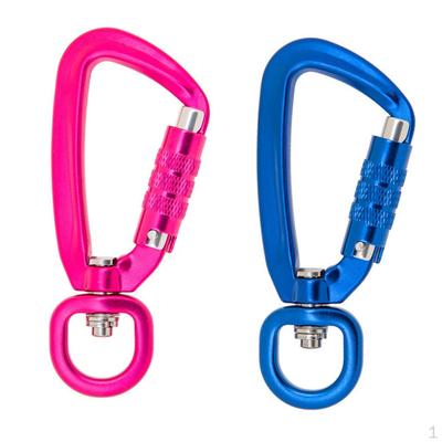 2x Swivel Rotation Self-Locking Carabiner Clip for Camping Hiking