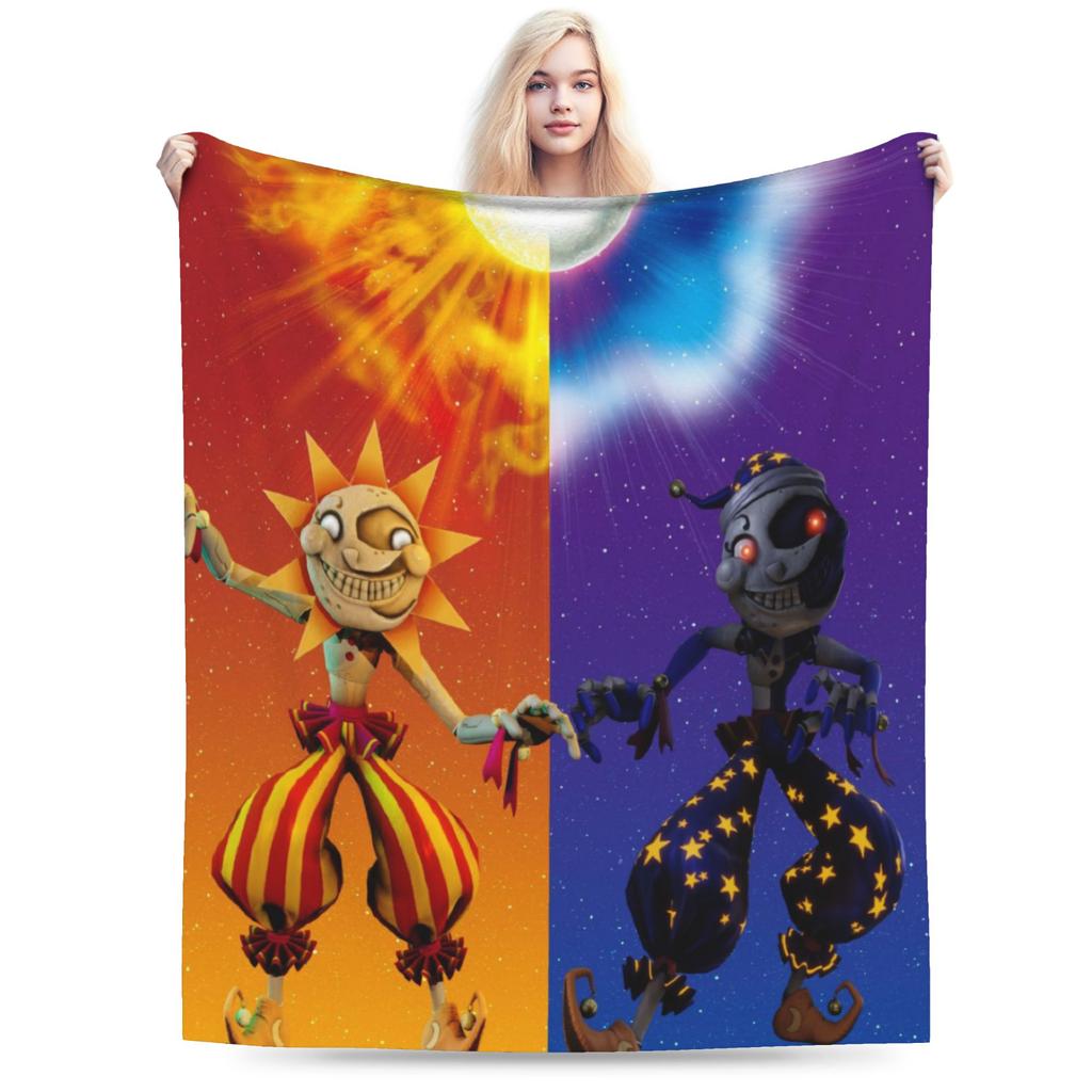 Coperta Divertente Sundrop E Moondrop fnaf Leggera Sottile Flanella Comoda Coperta da Divano Lavabile in Lavatrice