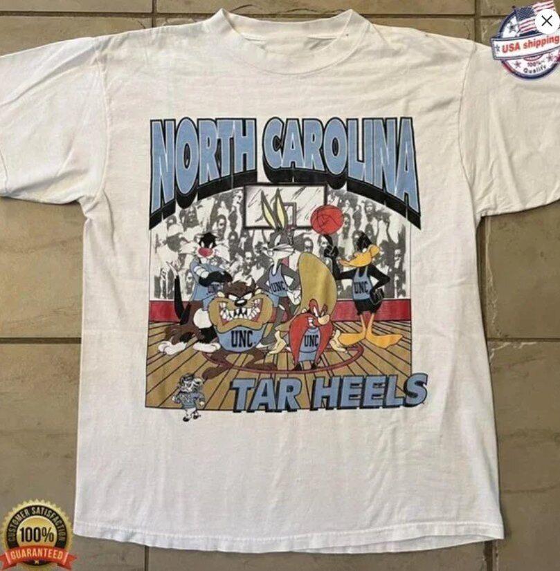Vintage UNC Tar Heels Looney Tunes T-Shirt, NCAA UNC Tar Heels Shirt Unisex T-Shirt XXXXL