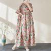 Κοντό μανίκι Plus μέγεθος Βαμβακερό Vintage Floral Νέο σε Φορέματα για Γυναικεία Casual Loose Long Summer