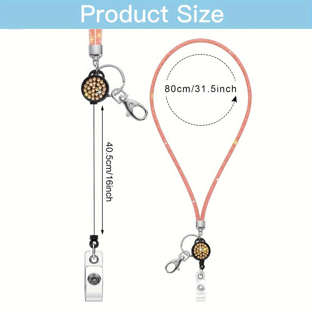 1pc Sparkling Neck Lanyards for Mobile Phone Holder Rhinestones Necklace Retractable Neck Lanyard Eyeglass Holder Lanyard