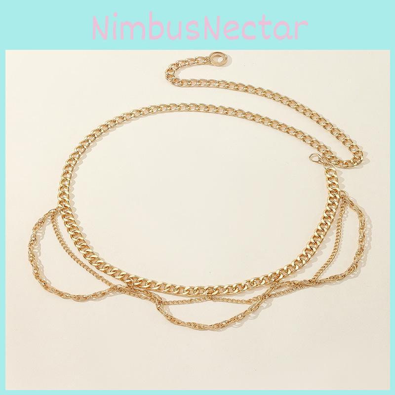 Womens Metallic Waist Chain With Engraved Style Fashion Belt For Versatile Outfits