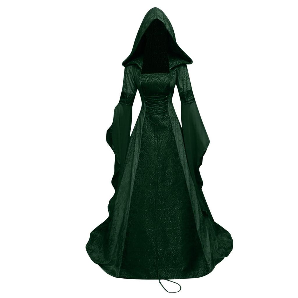 Medieval Retro Women's Cosplay Corset Wedding Dress with Hood - 4 Colors