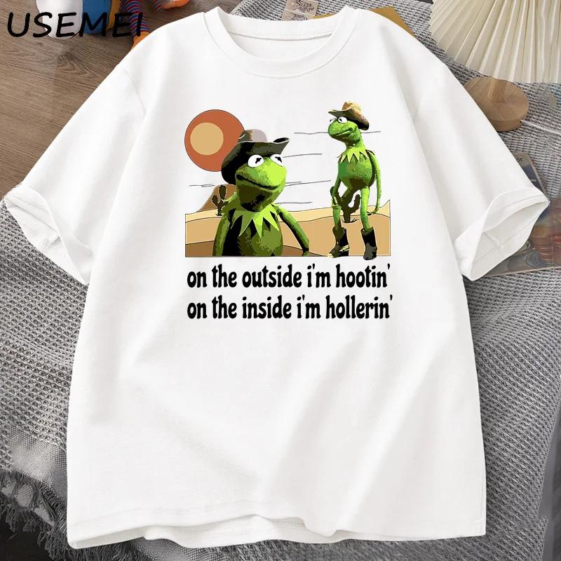 On The Outside I'm Hootin Frog T-shirt Funny Meme T Shirts O Neck Graphic T Shirts Men Clothes Harajuku Short Sleeve Casual Tops