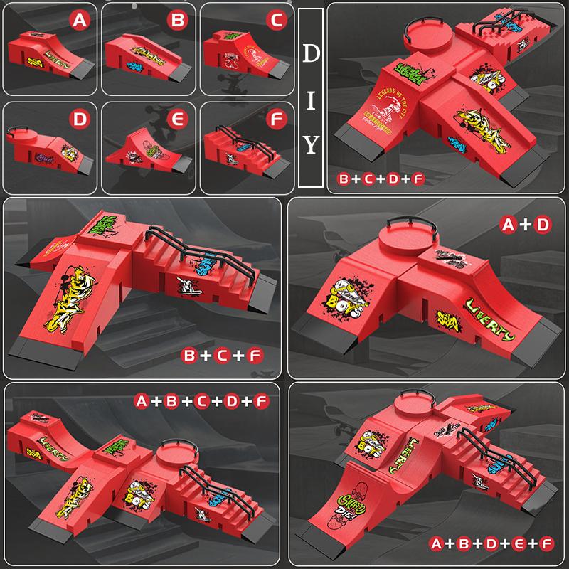 Children Finger Sports Toys Finger Skateboard Game Park Site Step Ramp Scene Props Mini Fingertip Skateboard Set Gift Adult Toys