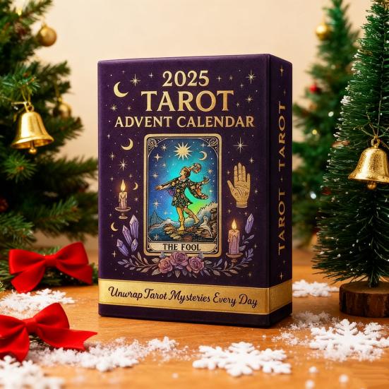 Tarot Advent Calendar 2025 24 Days Acrylic Countdown Calendar with Surprise Cards Christmas Tree Ornament for Holiday Decor