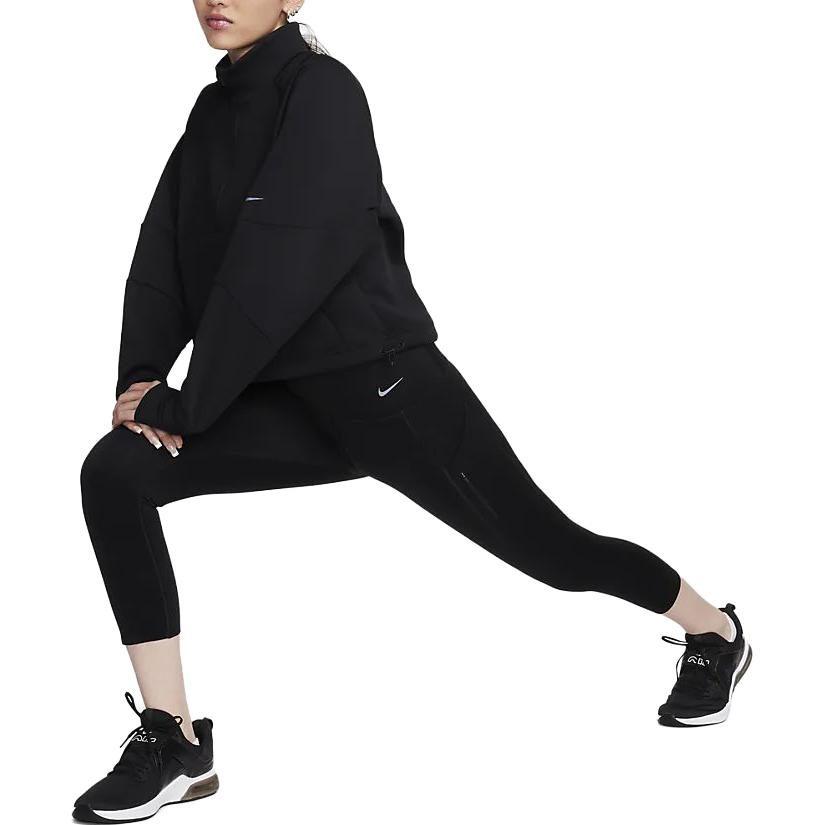Nike Sweatshirts Women's Black Stand Collar Moderate Regular FB5231-010