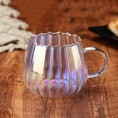 400ml Hoge Borosilicaatglas Koffiekopjes Creatieve Gestreepte Mok Ontbijt Melkglas Waterbeker Pompoen Kopjes Huis Kantoor Drinkgerei