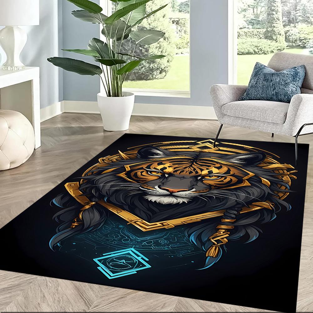 Colorful Tiger Portrait Floor Mats for Living Room, Bedroom and Room Decoration Are Suitable for Gifts.