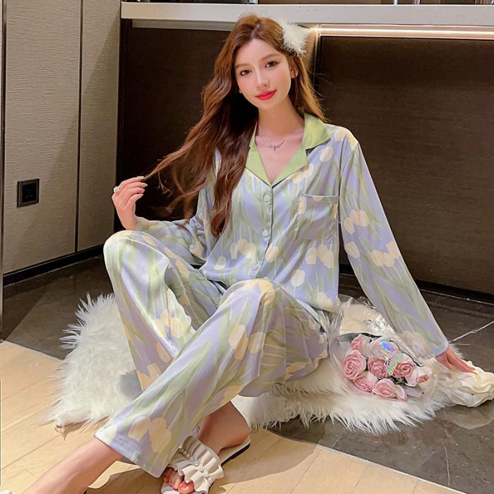 

Свежая литературная женская пижама с принтом тюльпанов, элегантная французская пижама из твила с узором «елочка», новая ночная рубашка для женщин 2000 года XXL тюльпан