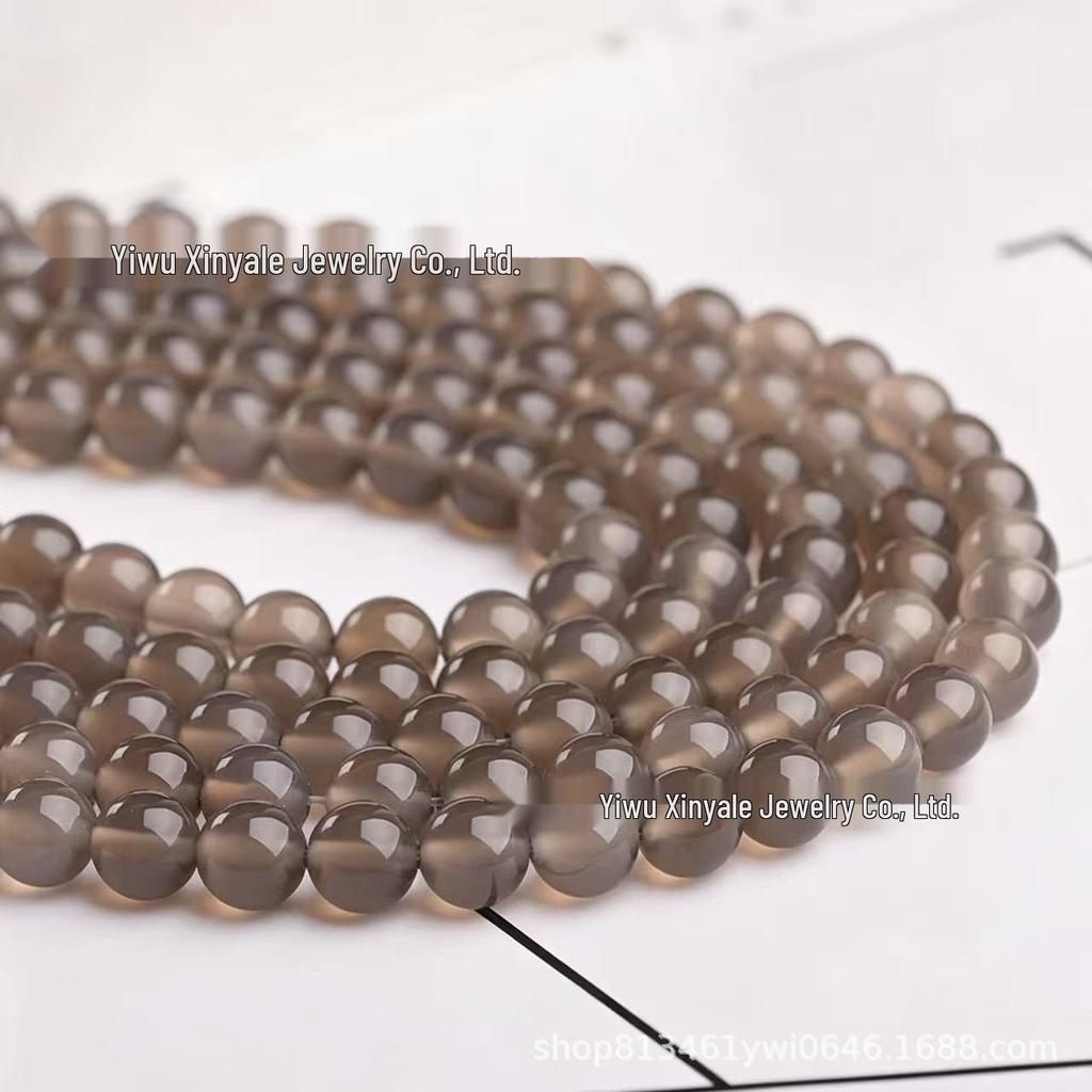 Premium Natural Grey Agate Round Beads for DIY Jewelry Accessories
