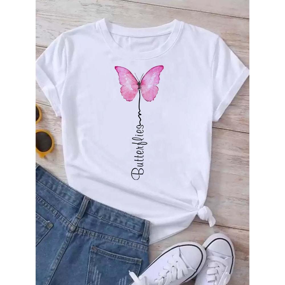 Dandelion graphic printing T-shirt women's summer short-sleeved round neck casual fashion streetwear top
