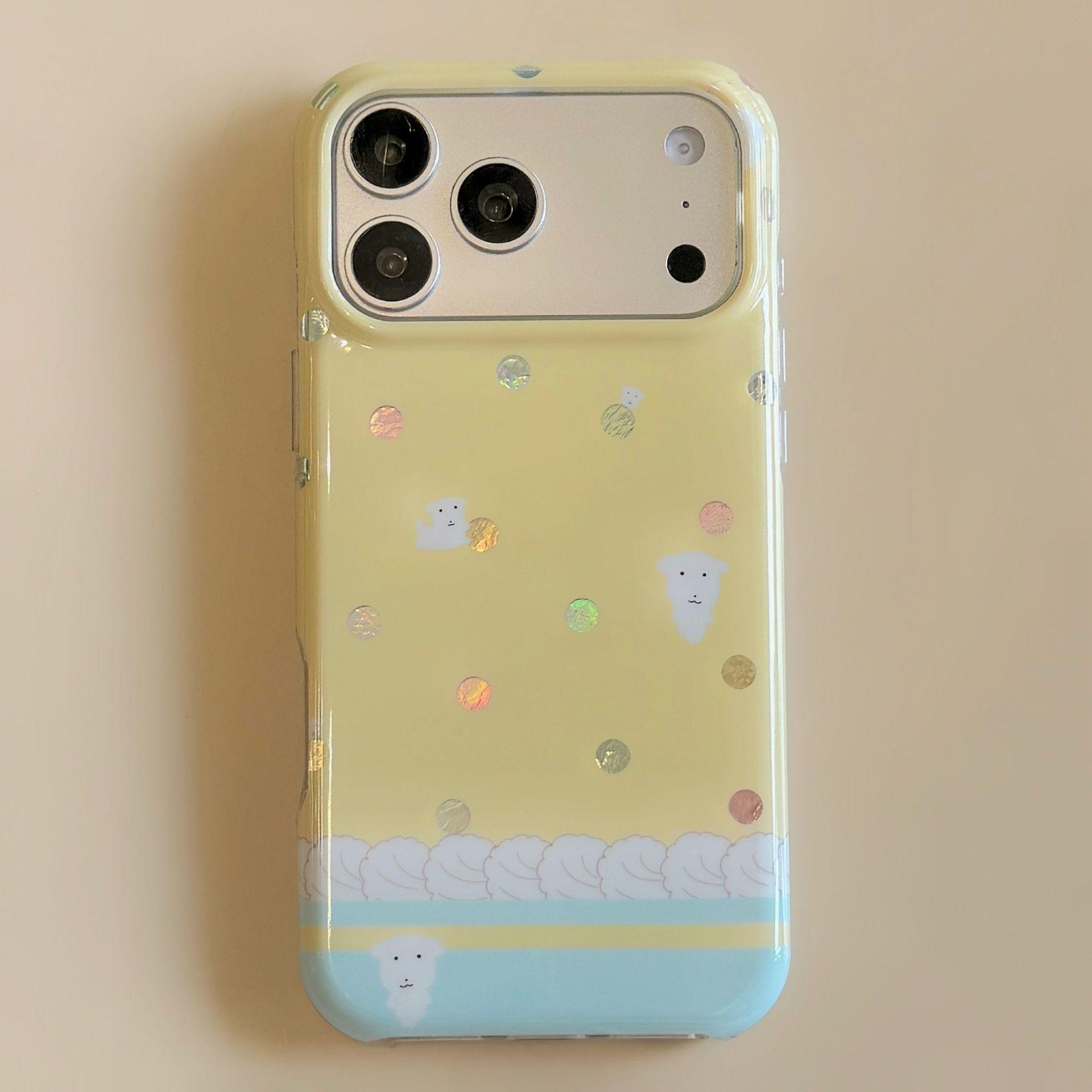 Gilded Yellow & Blue Polka Dot iPhone 15 Pro Max Anti-Drop Case iPhone 15 Pro Max