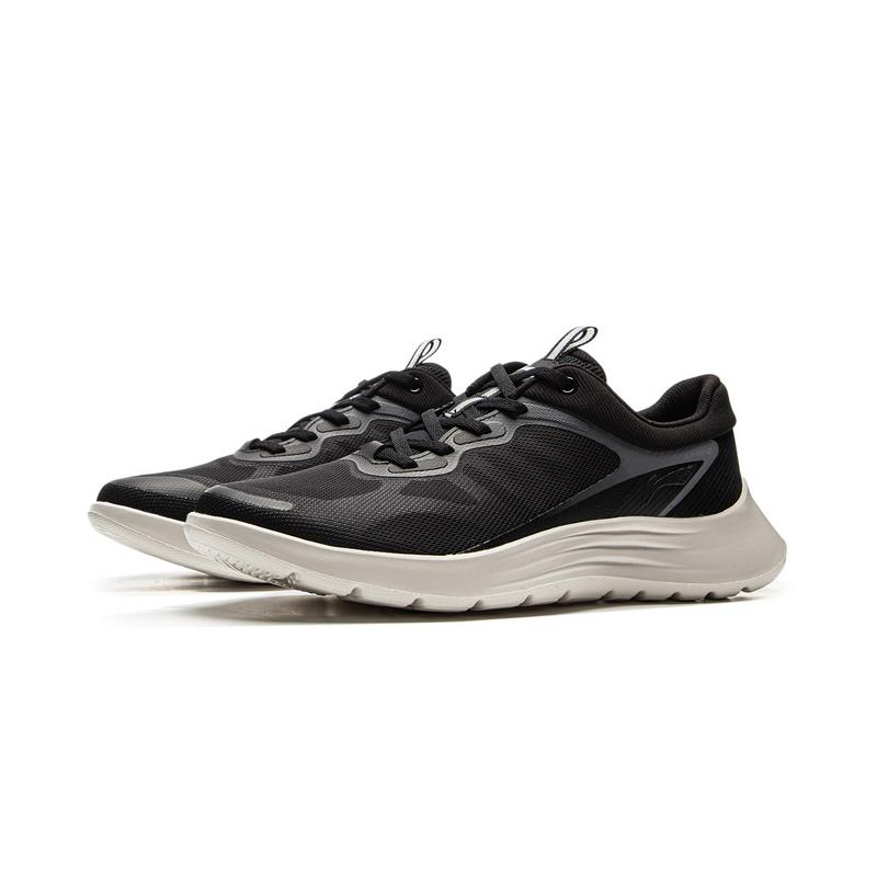Li-Ning Fashionable Comfortable Versatile Trendy Shock Absorbing Wear Resistant Breathable Low Top Casual Running Shoes Men sneaker Black ARSV071-2