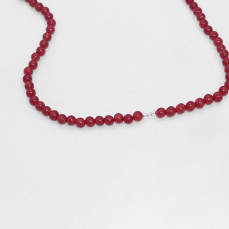 Kiee Oshimu (Silver 925) 301 Red Bold Beads Necklace