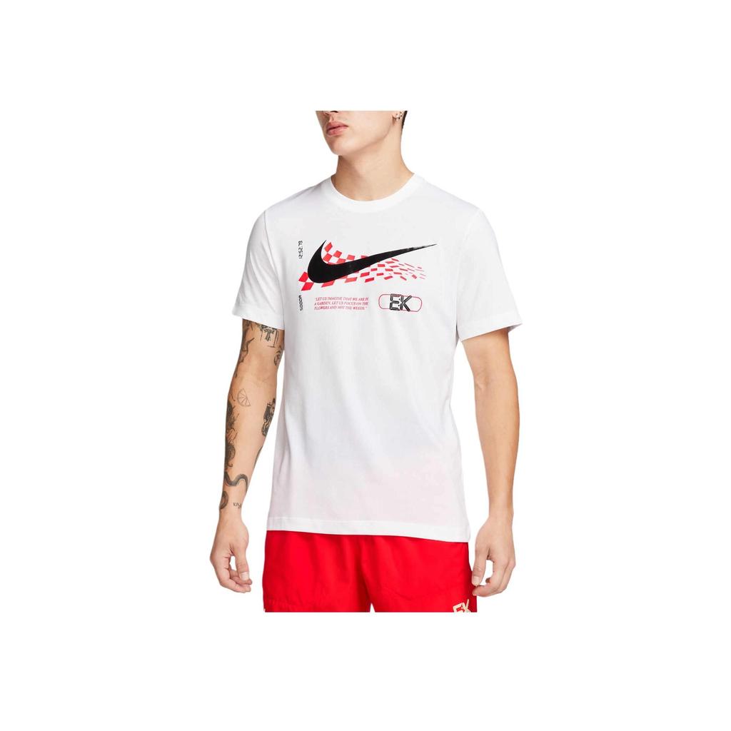 Nike Logo Graphic Ribbed Crew Neck Short Sleeve T-Shirt Men Tops White FJ2359-100