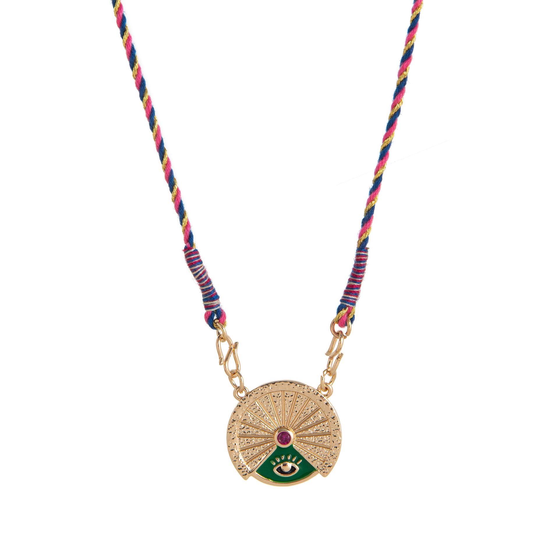 

Rotatable Tarot Card Color Necklace Round Coin Flower Love Eye Necklace Gold-Plated Color Preservation Value