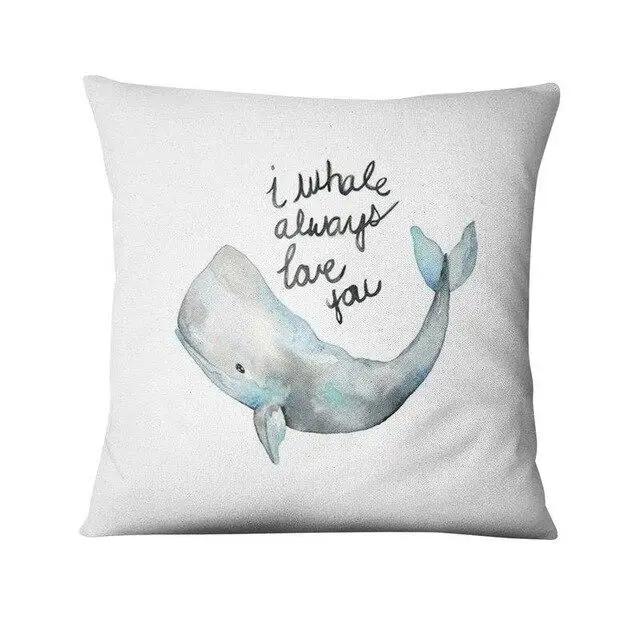 Cartoon Wal Bedruckter Kissenbezug Nordisch Marine Kissen Dekoratives Wohndekor Sofa Überwurf Dekoration