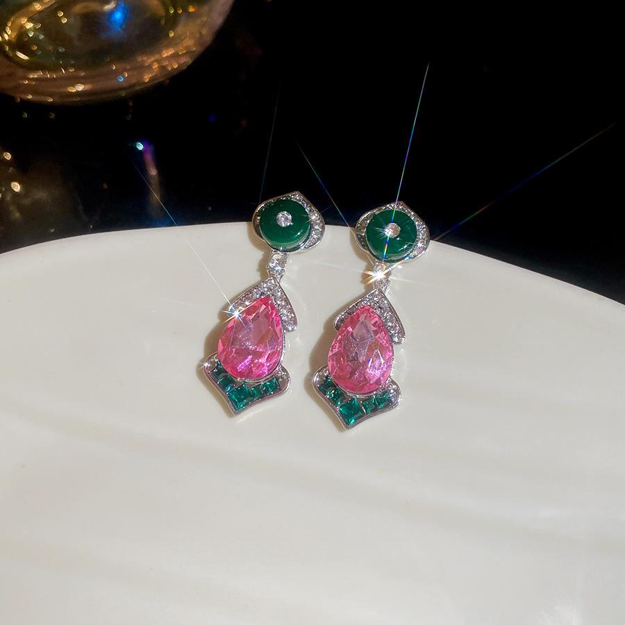Silver Needle Retro Diamond-encrusted Water Drop Fringed Earrings Minority Style New Chinese Earrings Personality Creative Heavy Industry Earrings