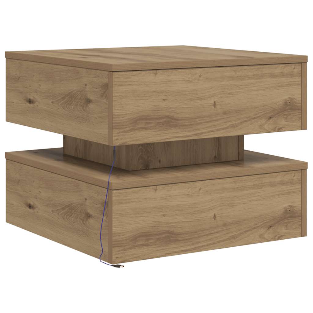 LED Coffee Table Artisan Oak 50 X 50 X 40 Cm