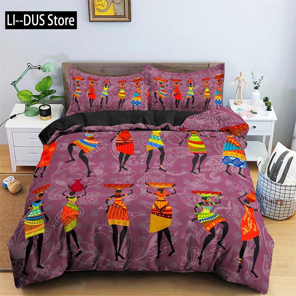 Duvet Cover African Woman Theme For Women Children Microfiber Exotic Comforter Cover Ethnic Afro Bedding Set Room Decoration