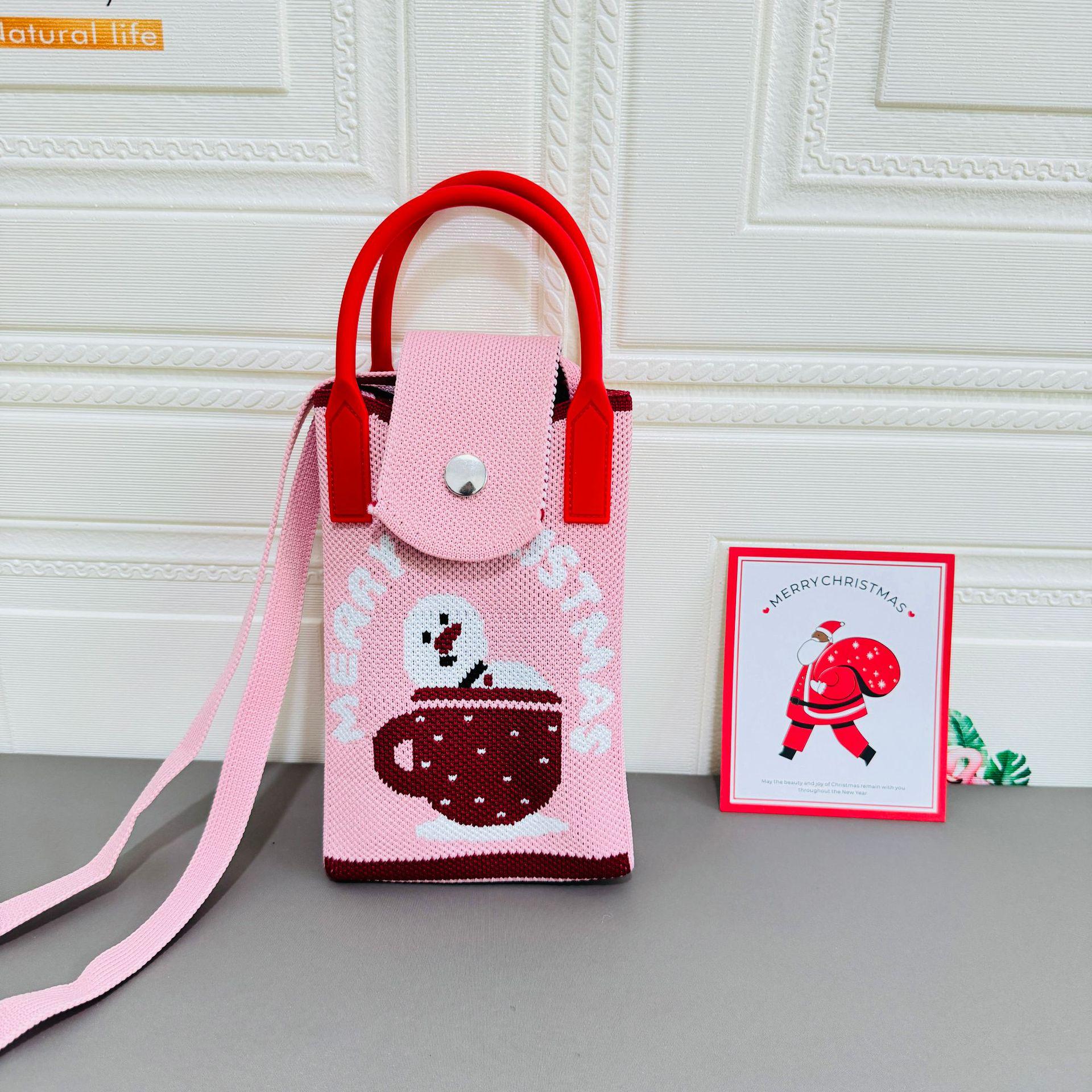 

Праздничная вязаная мини-сумка-мессенджер с изображением удачи и монет 12x17cm