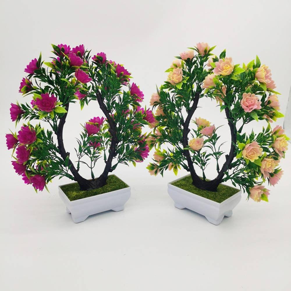 Multicolor Artificial Plants Bonsai Table Decoration with Flowerpot Fake Flowerpotted Photography Props Plastic