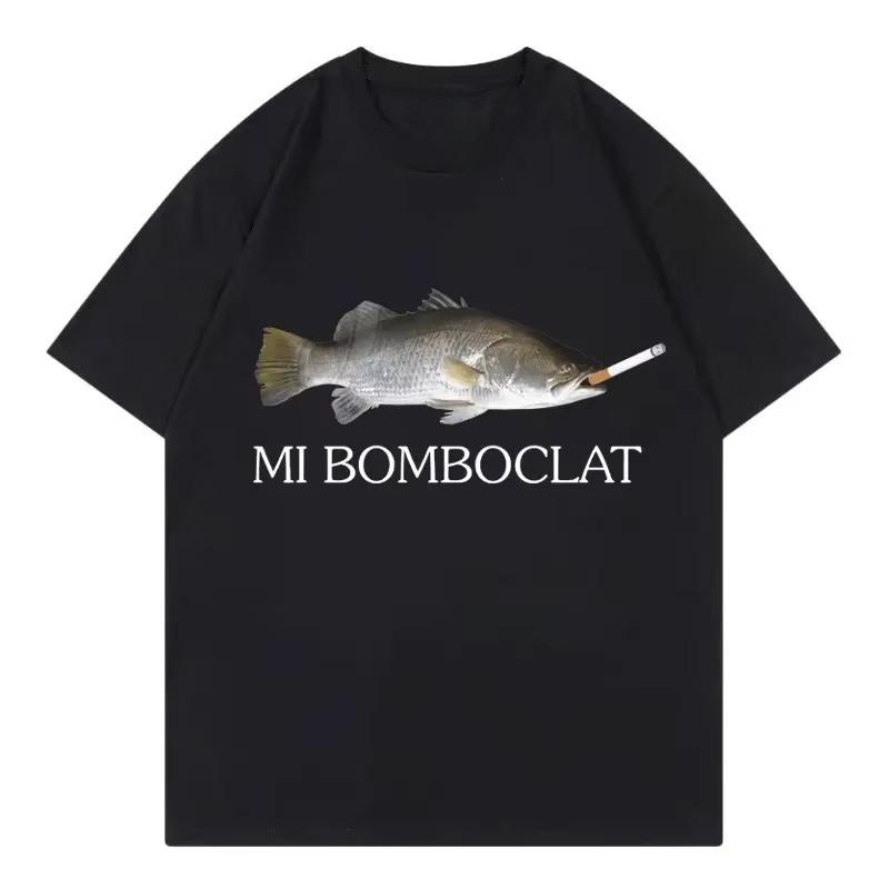 Divertente T-shirt Meme Pesce Bomboclat Tendenza Moda Streetwear Y2k Magliette Manica Corta Donne Harajuku T-shirt Stile Vintage