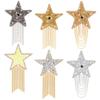 6Pcs 6 Style Star Hotfix Resin Rhinestone(Hot Melt Adhesive On the Back) with Iron Tassel for Dress Shoes Garment Decoration Mixed Color