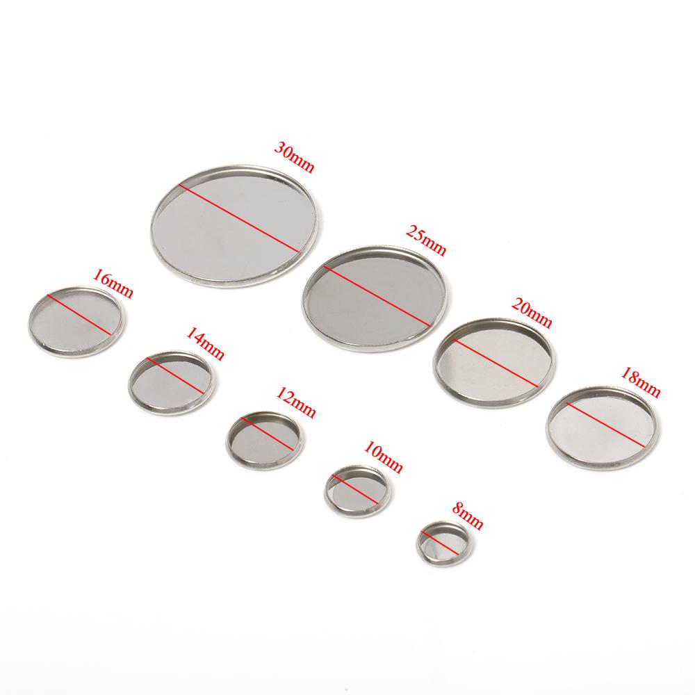 

20pcs Stainless Steel Cabochon Cameo Base Round Bezel Tray Blank Base Fit 6-30mm Cameo Base Settings for Jewelry Making DIY Inner 6mm