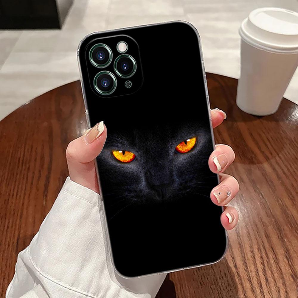 Cute Cat Hello Case For Apple iPhone 17 16 15 14 13 12 11 Pro Max 16 Plus 16E 17Air 17Pro Phone Cover Silicone Funda Black Cats