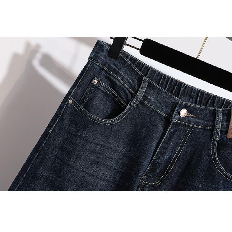 DIMANAF 2026 Autumn Winter New Plus Size Women Jeans Elastic Waist Denim Casual Loose Lady Long Pants Blue