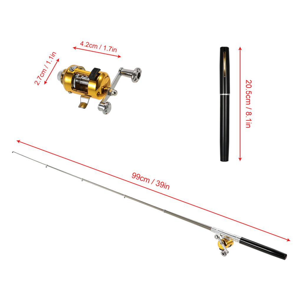 Fishing Rod Reel Combo Kit Set Mini Telescopic Portable Pocket Pen Fishing Rod Pole + Reel Aluminum Alloy Fishing