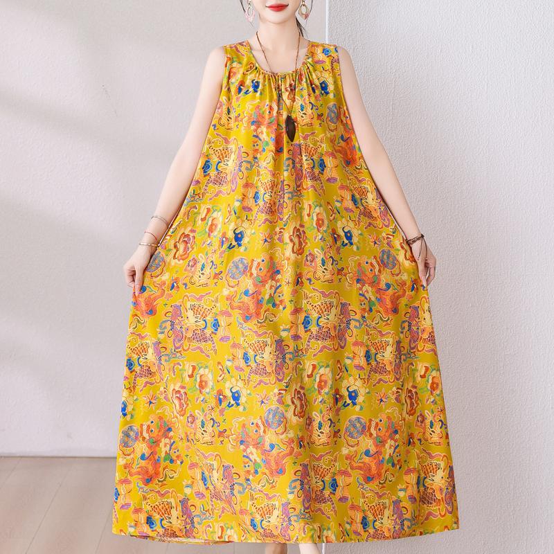 Plus Size Summer Long Dress for Women Clothes Elegant Sleeveless Loose Casual Dress