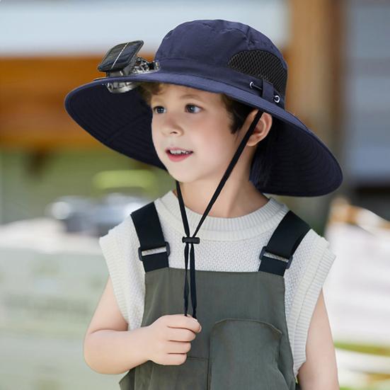 Solar-Lüfterkappe mit 800mAh-Akku USB-Solarladung Outdoor-Fischerhut mit wasserdichter Beschichtung Mesh-Design Kinder-Sonnenhut