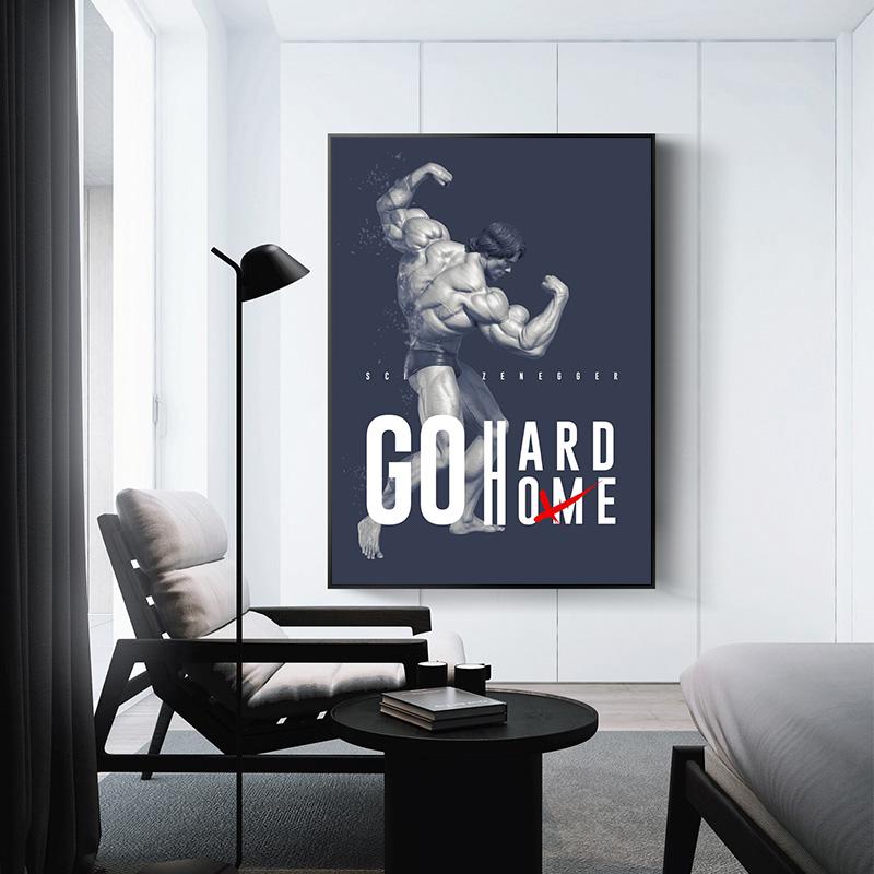Motivational Bodybuilding Poster And Print Canvas Painting Arnold Schwarzenegger Fitness Wall Art For Gym Bedroom Home Decor