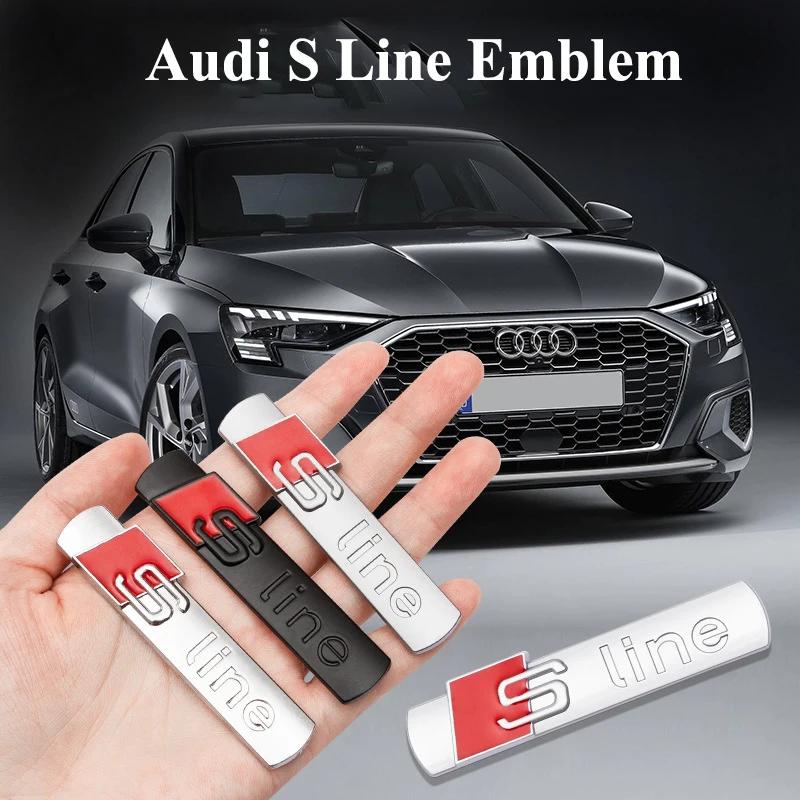 3D Metal Chrome Black Sline Logo S Line Emblem Car Fender Badge For qaz14 A3 A4 A5 A6 A7 Q2 Q5 Q7 Q3 TT S Line Sticker Accrssorie
