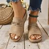 Zapatos de una tira con punta abierta Zapatillas de suela gruesa para mujer Ligeros Cierre de diamantes de agua Chanclas de playa