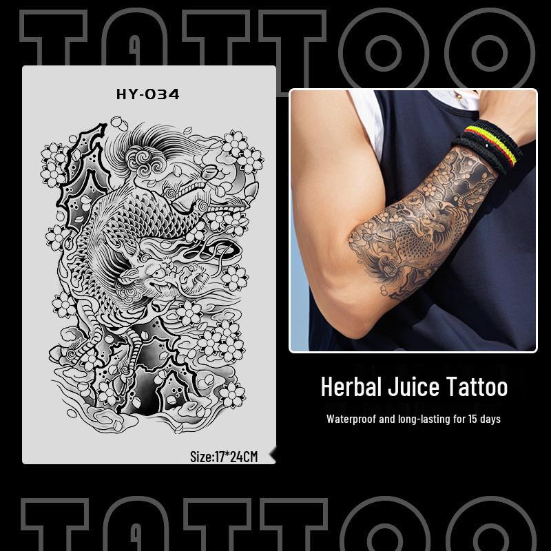 Japanese Traditional Tattoo Waterproof Sticker: Men's Long-lasting Floral Arm Pattern.