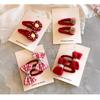 Koreanischer Neujahrs-Kopfschmuck für Mädchen Weinrot Blume Kinder Haarspangen Pony-Clips Niedliche Baby-Schleife BB-Clips