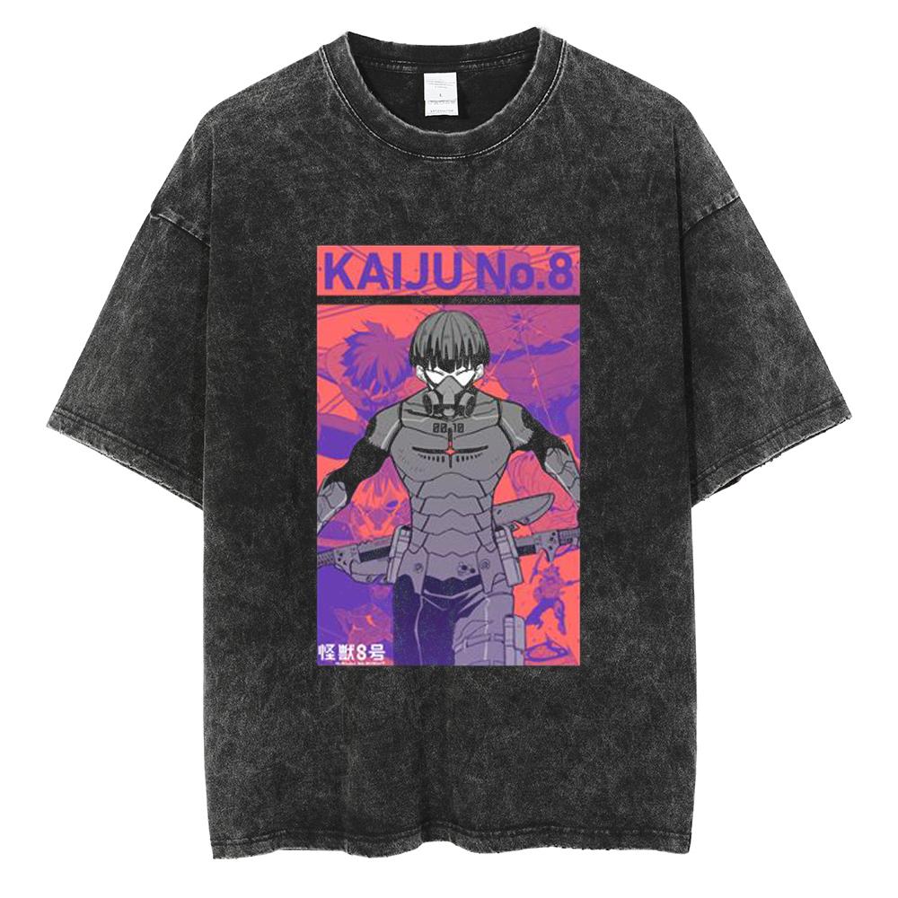 

Japan Anime Kaiju No. 8 Cool Print T Shirt Men Women Vintage Washed Cotton Tshirts Oversized T-shirt Harajuku Male Y2k Tee 3XL