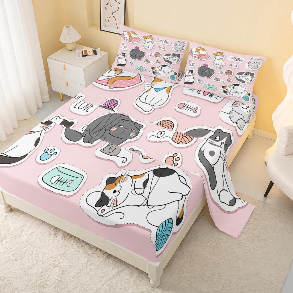 Excavator Mattress Bed Sheet Four-piece Set Boys Excavator Bedding Set Bedroom Room Decoration