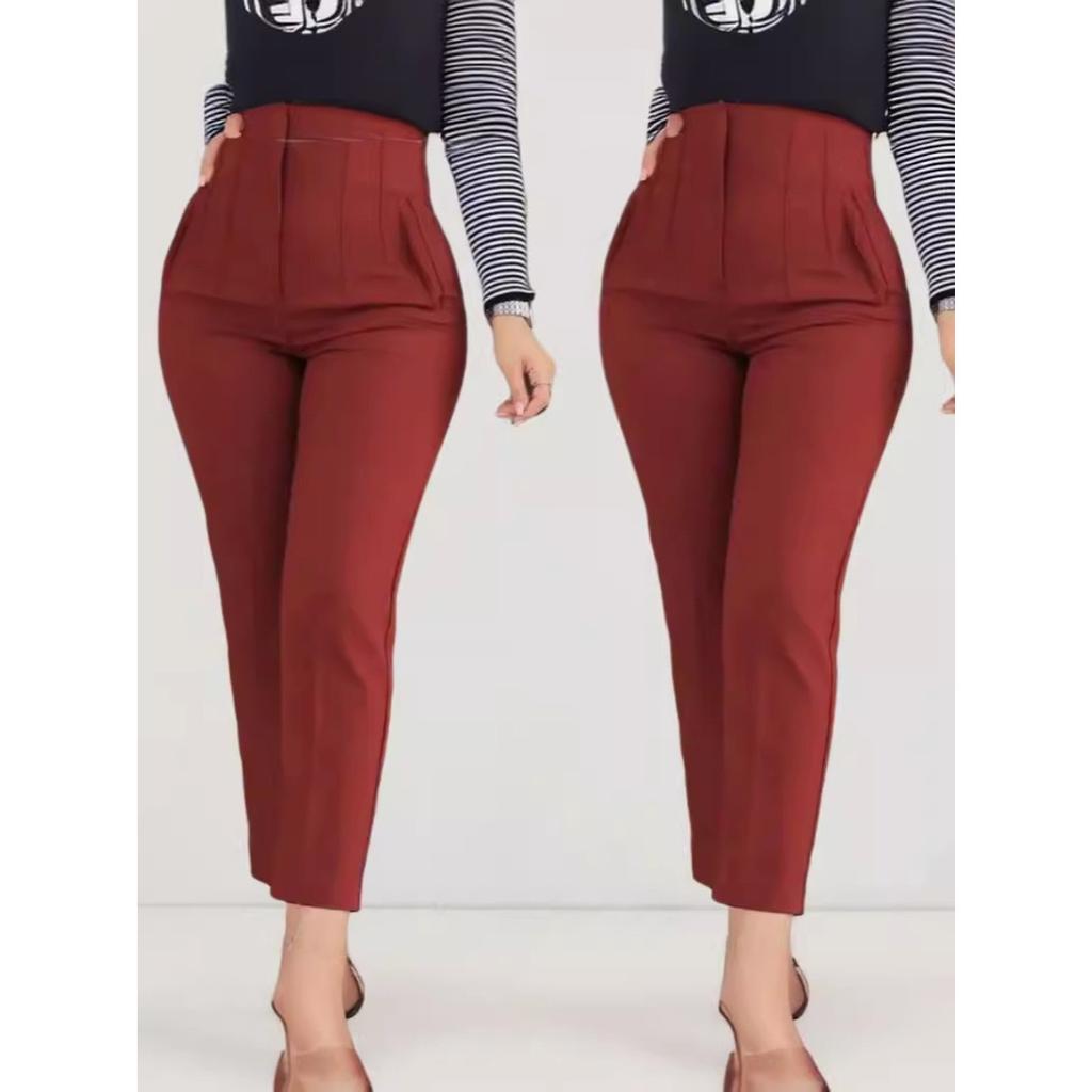 Office Outfits Pencil Trousers Black Pink White Ladies Pants Fashion Office Wear High Waist Pants for Women Formal Pants