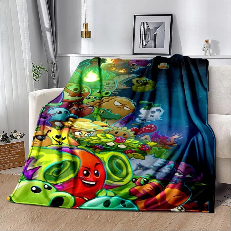 P-Plants vs. Z-Zombies Game Blanket with Peashooter Design Ideal for Sofa and Bed Cover throw blanket