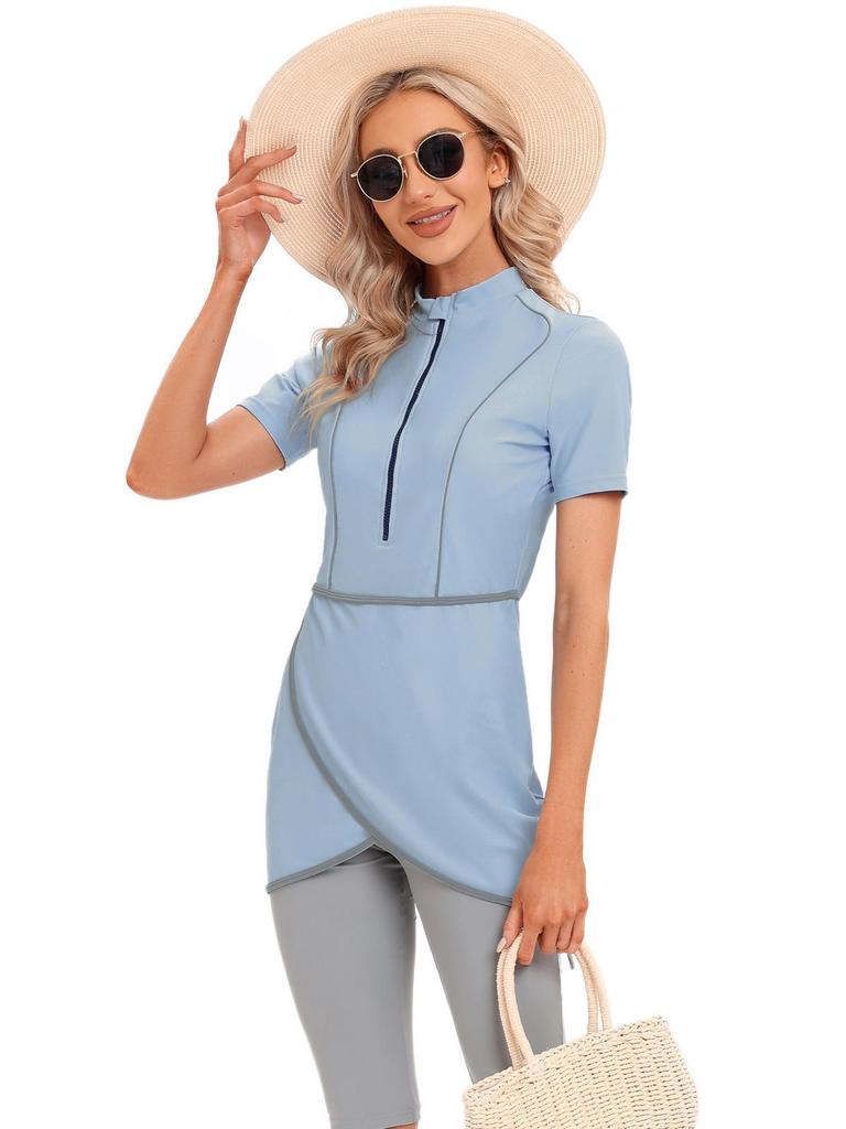 2023 Dames Zwempak Burkini met Korte Mouwen Conservatief